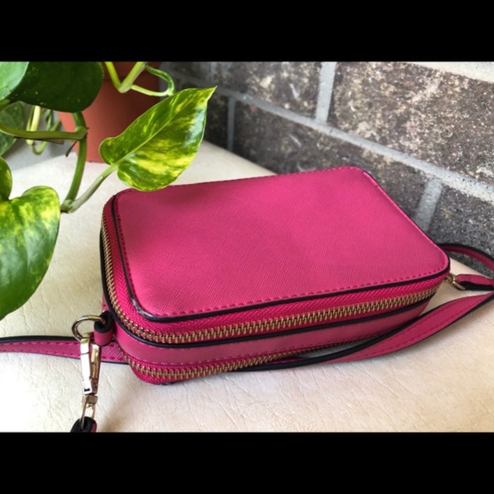 Hot Pink Crossbody Wallet Bag with Double Zip